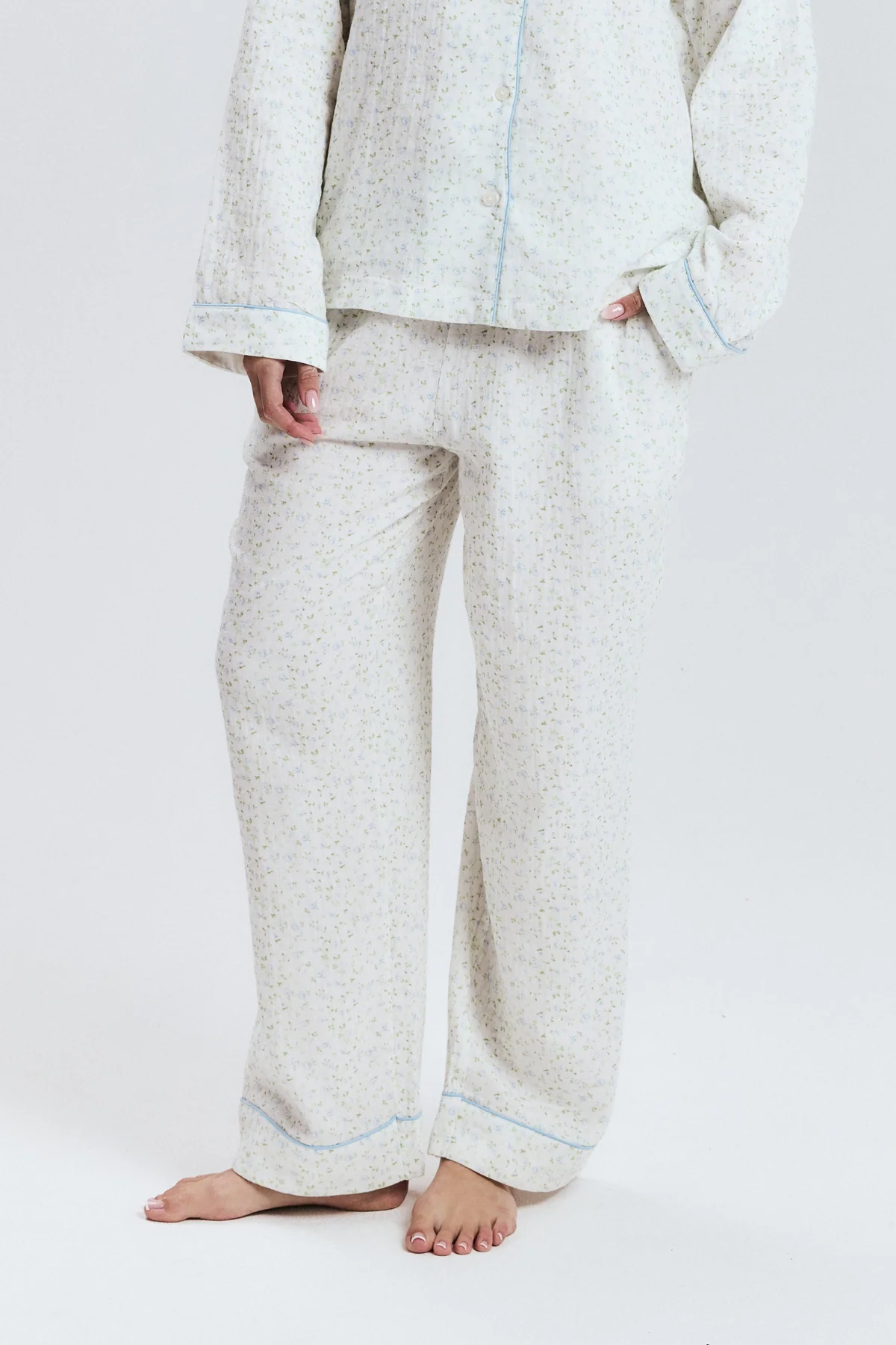 Blue Floral Long PJ Pants - Image 3