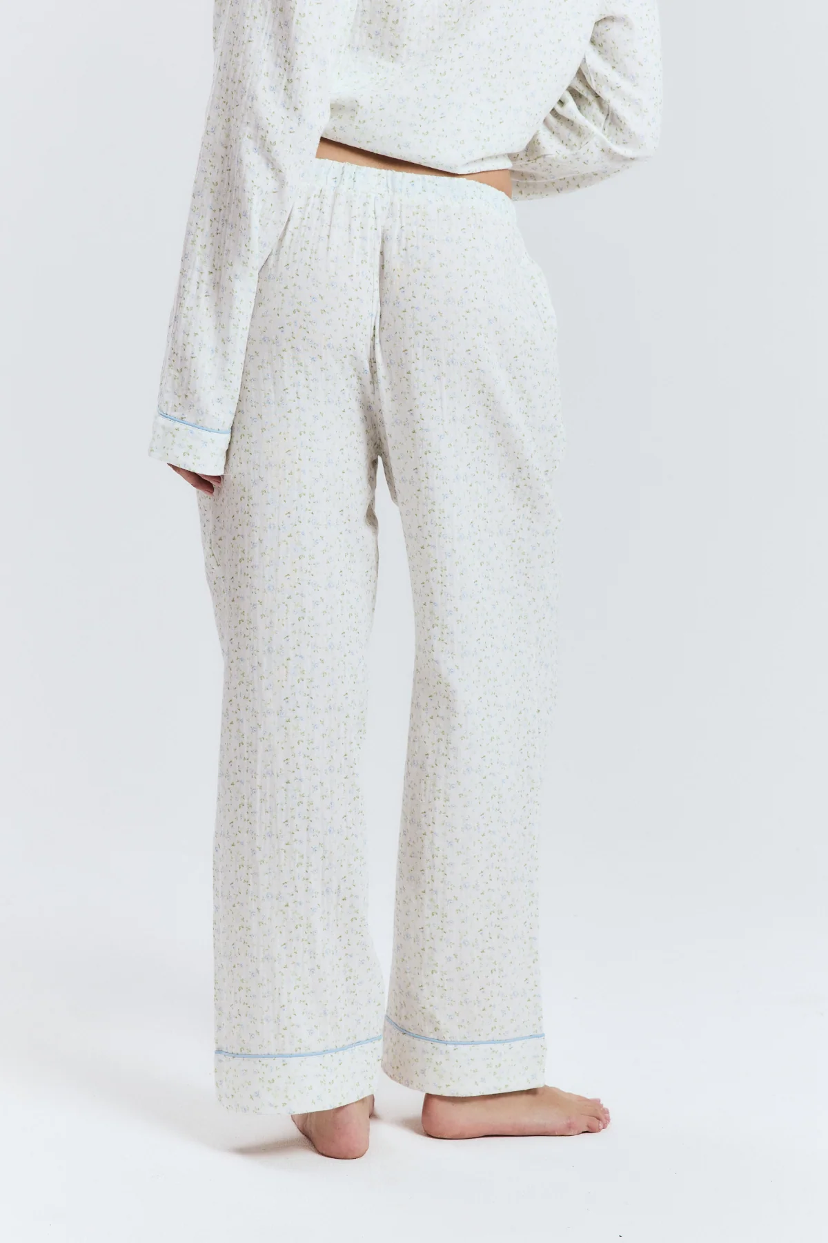 Blue Floral Long PJ Pants - Image 4