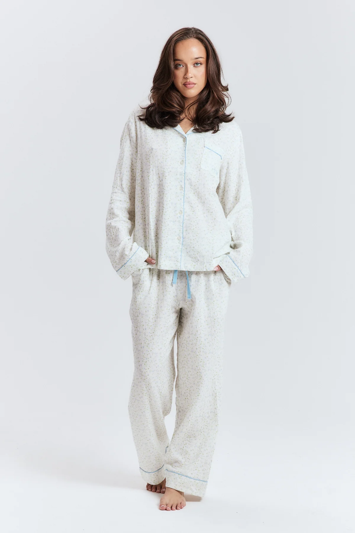 Blue Floral Long PJ Pants - Image 5