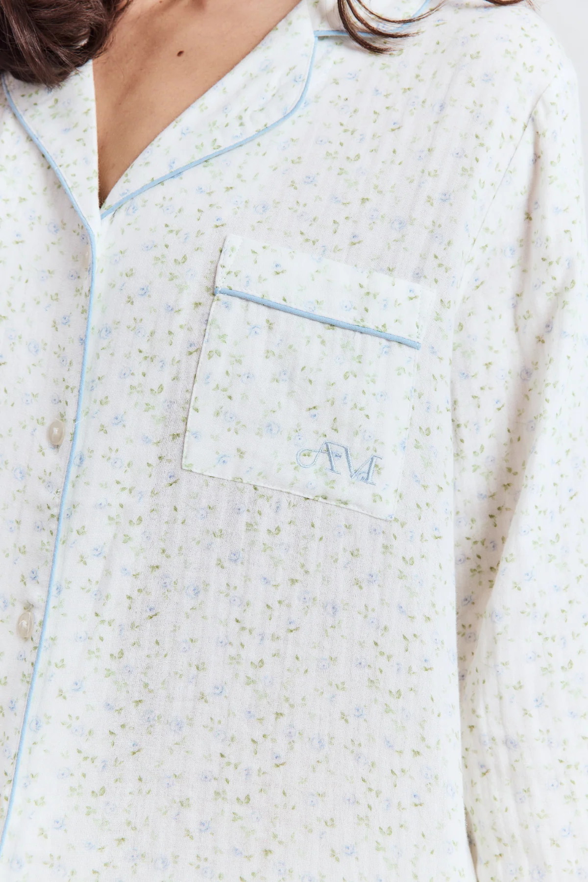 Blue Floral Long PJ Top - Image 5