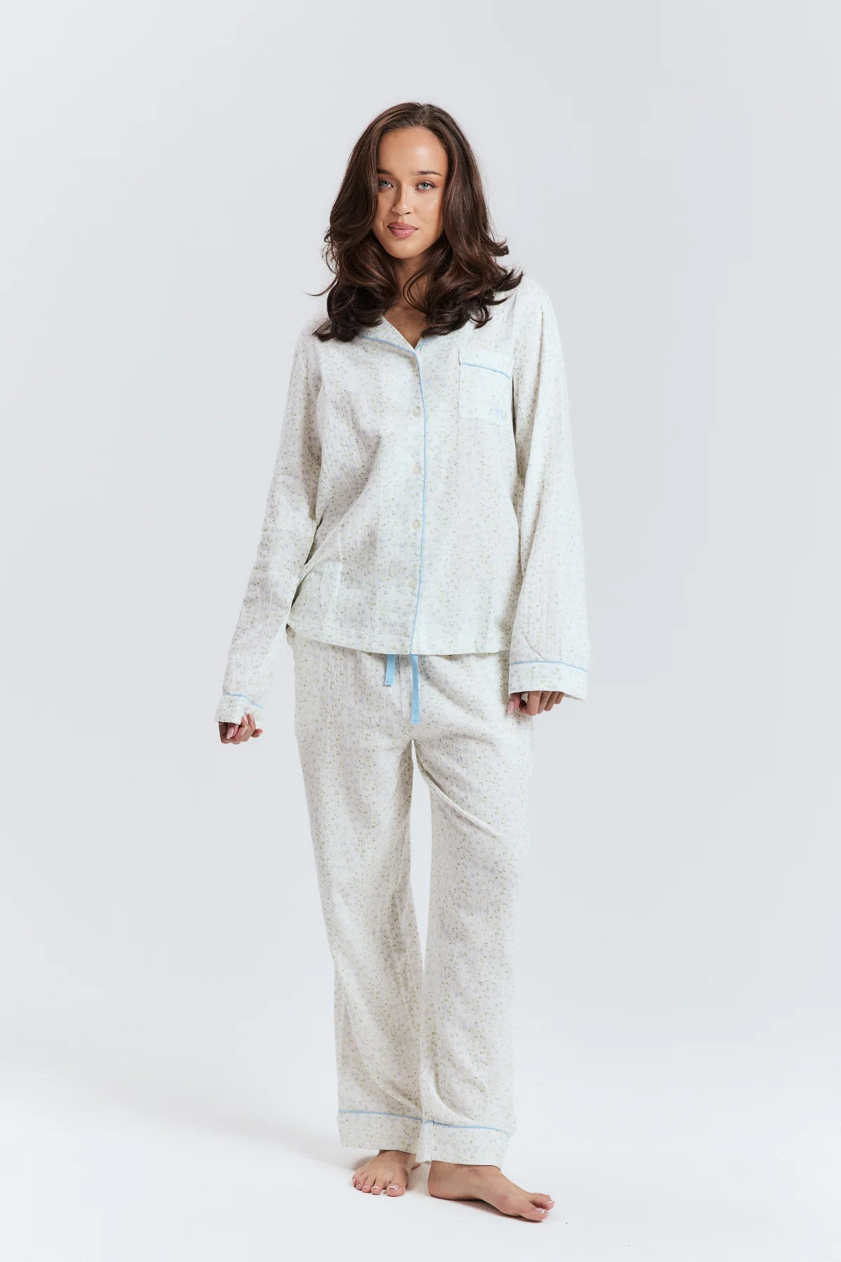Blue Floral Long PJ Top - Image 6