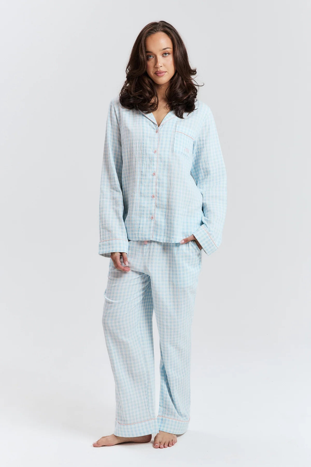 Blue Gingham Long PJ Pant - Image 5