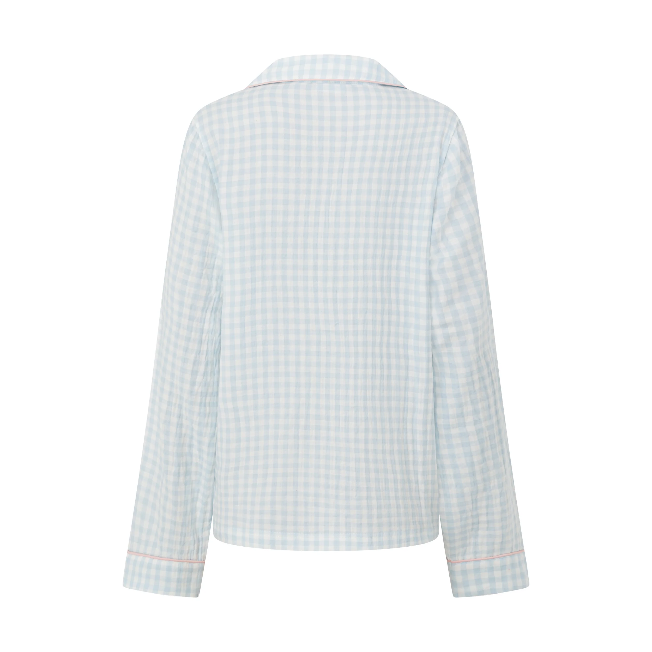 Blue Gingham Long PJ Top - Image 7