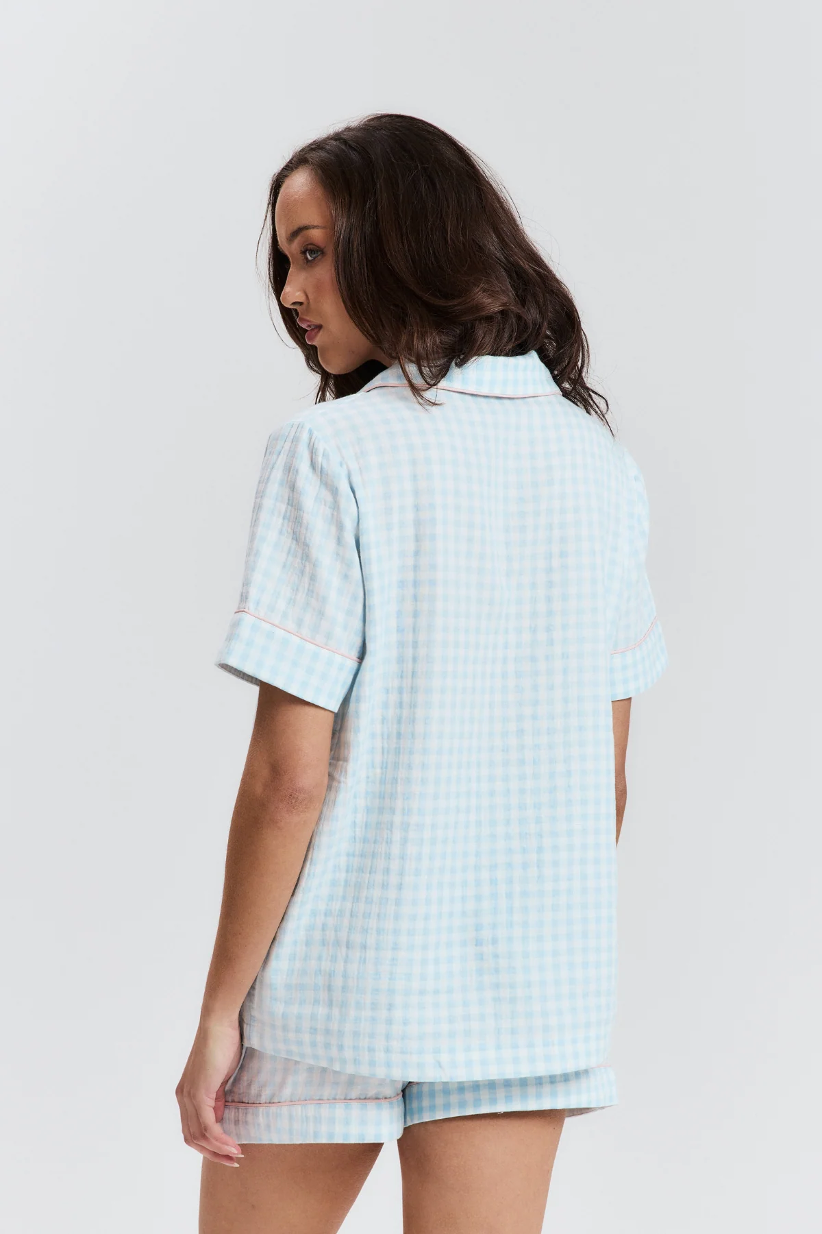 Blue Gingham Short PJ Top - Image 4