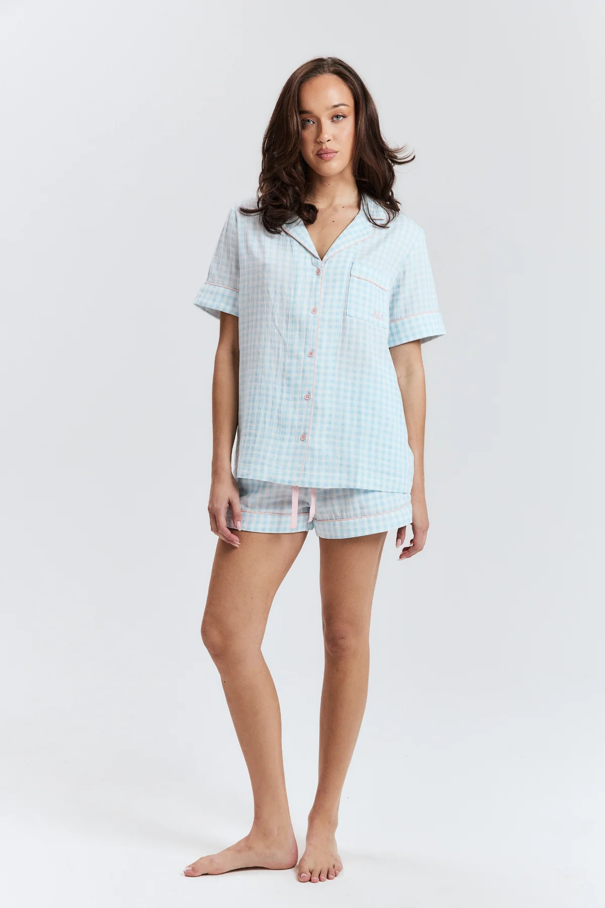 Blue Gingham Short PJ Top - Image 5