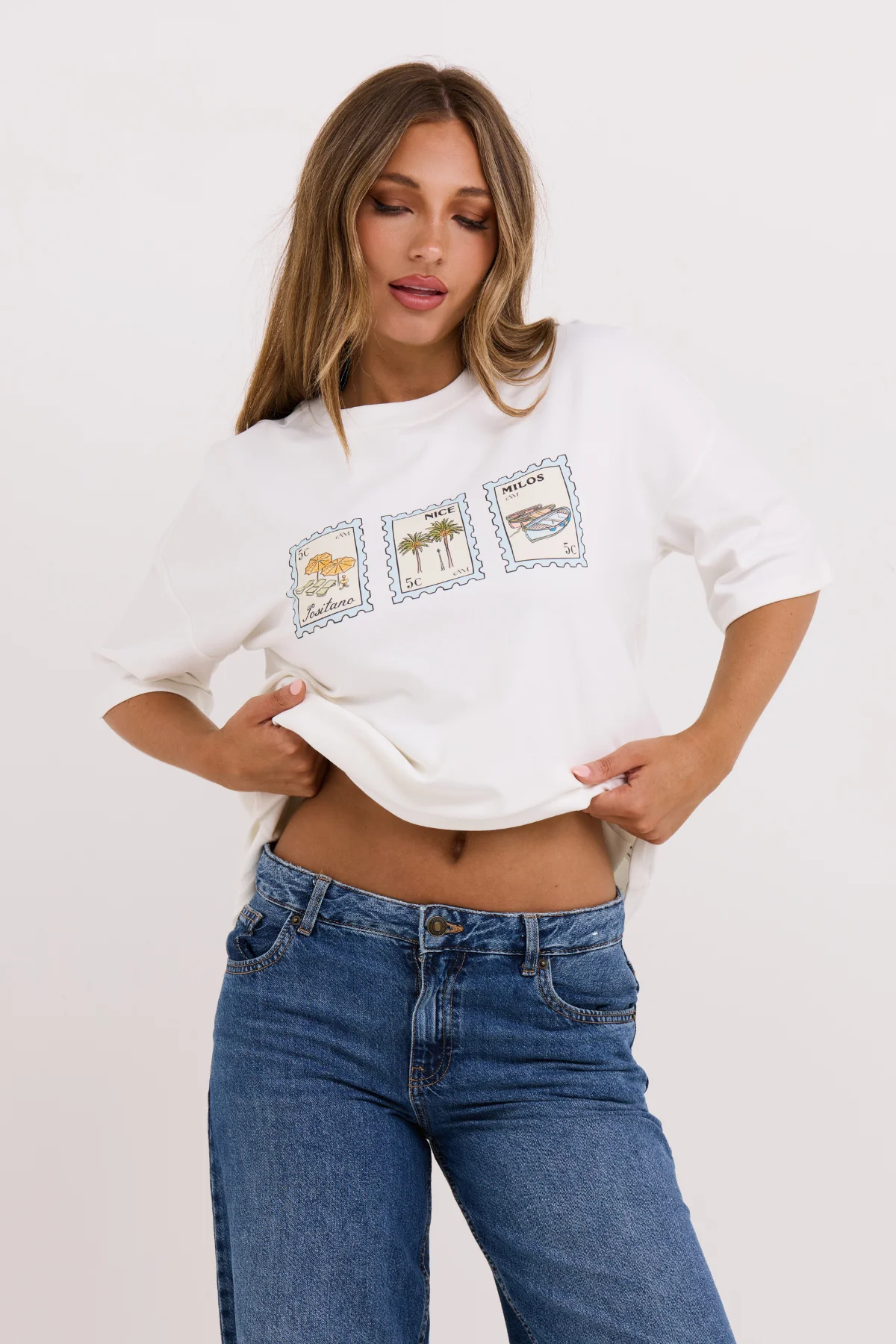Blue Stamp Trio Graphic Tee - Image 5