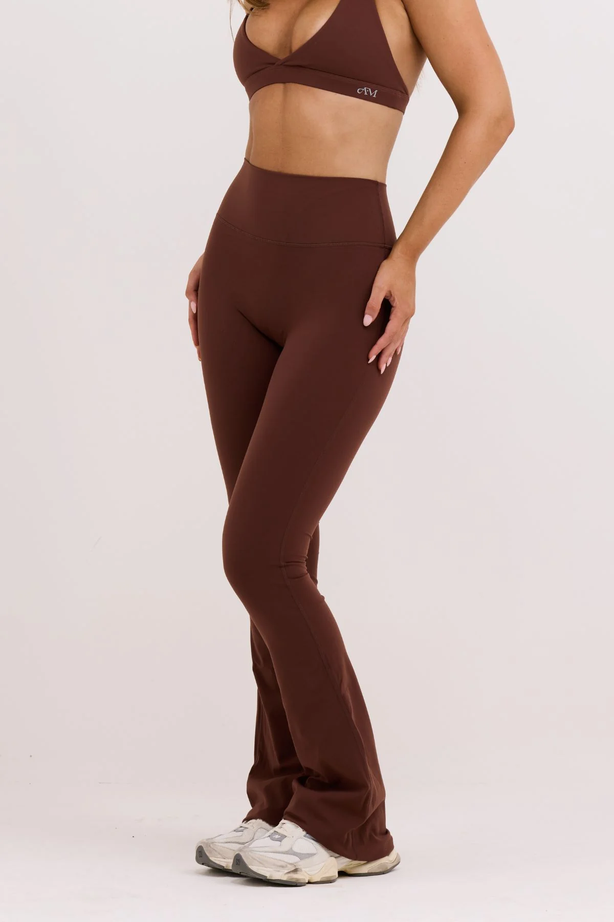 Brown Subtle Scrunch Flared Legging - Image 3