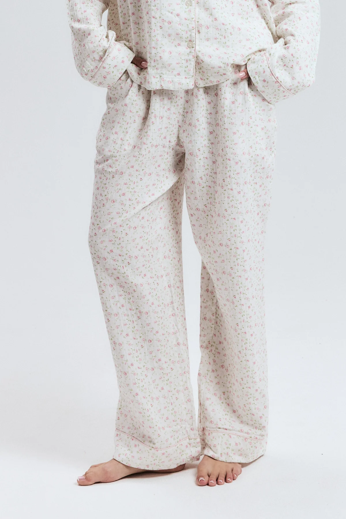 Pink Floral Long PJ Pants - Image 3