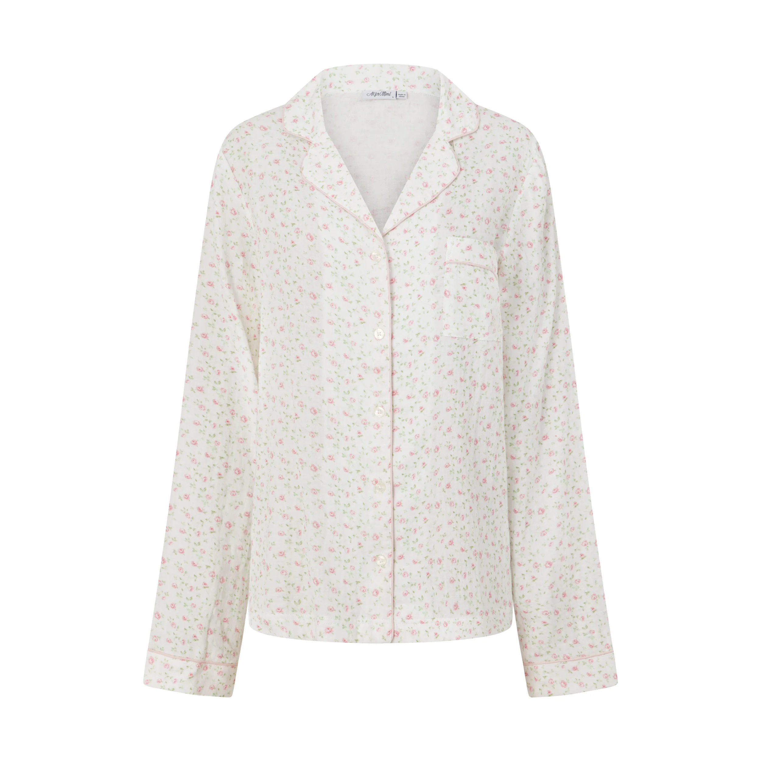 Pink Floral Long PJ Top - Image 7