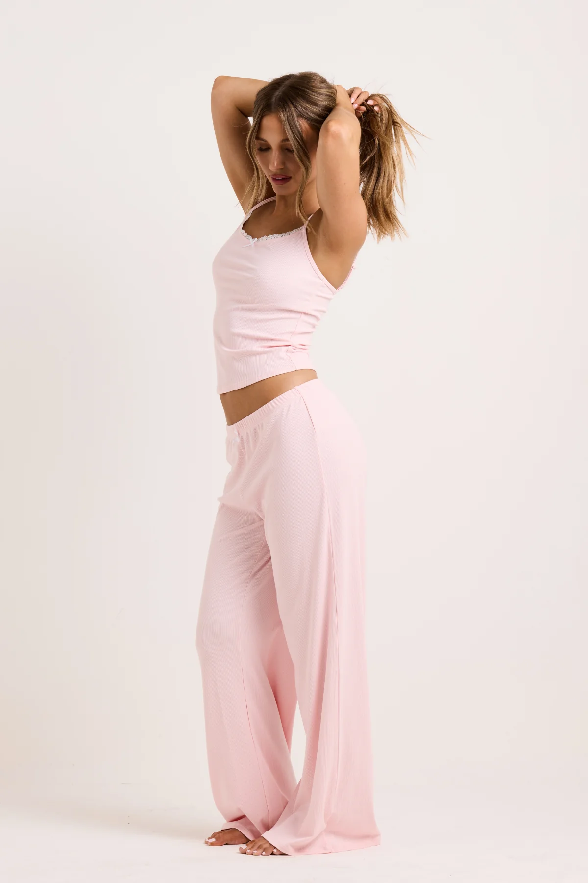 Pink Ribbed PJ Pant - Image 6