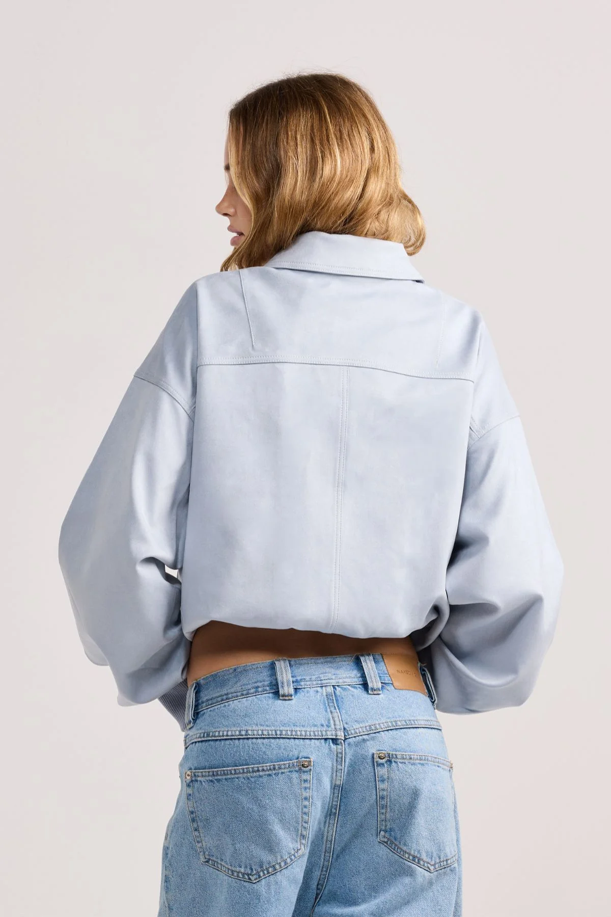 Powder Blue Faux Suede Harper Jacket - Image 5