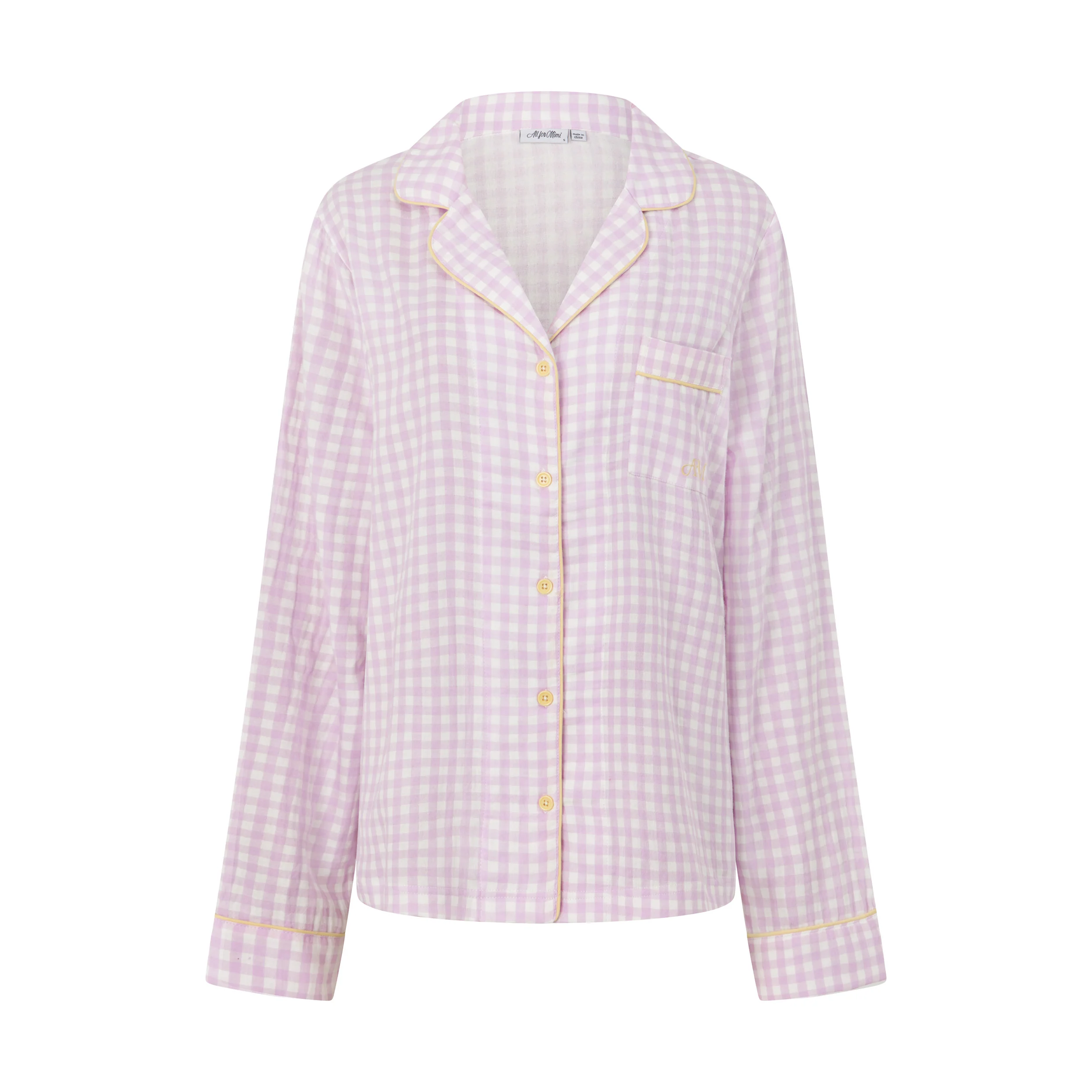 Purple Gingham Long PJ Top - Image 6